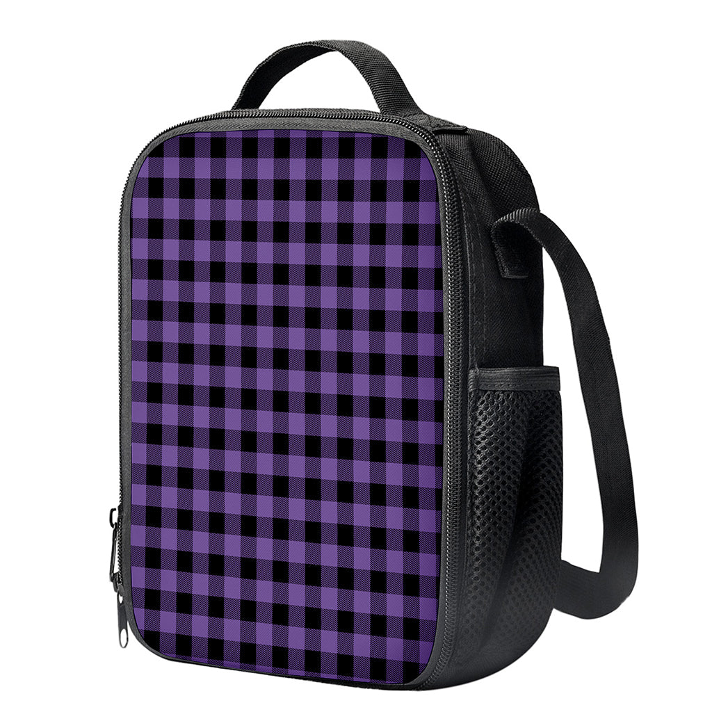 Purple And Black Buffalo Check Print Crossbody Lunch Bag