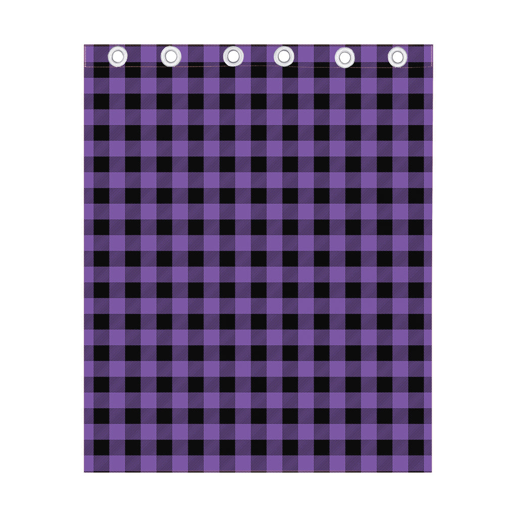 Purple And Black Buffalo Check Print Curtain