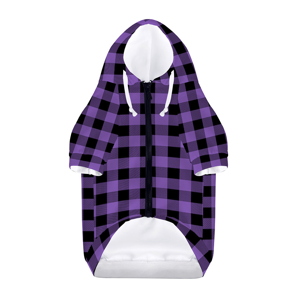 Purple And Black Buffalo Check Print Dog Zip Up Hoodie