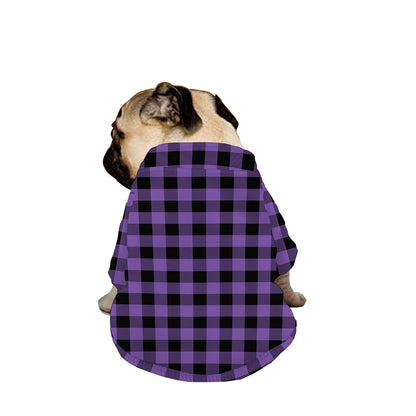 Purple And Black Buffalo Check Print Dog Zip Up Jacket