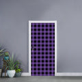 Purple And Black Buffalo Check Print Door Sticker
