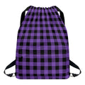 Purple And Black Buffalo Check Print Drawstring Backpack
