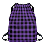 Purple And Black Buffalo Check Print Drawstring Backpack