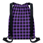 Purple And Black Buffalo Check Print Drawstring Backpack