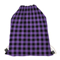 Purple And Black Buffalo Check Print Drawstring Bag