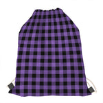 Purple And Black Buffalo Check Print Drawstring Bag