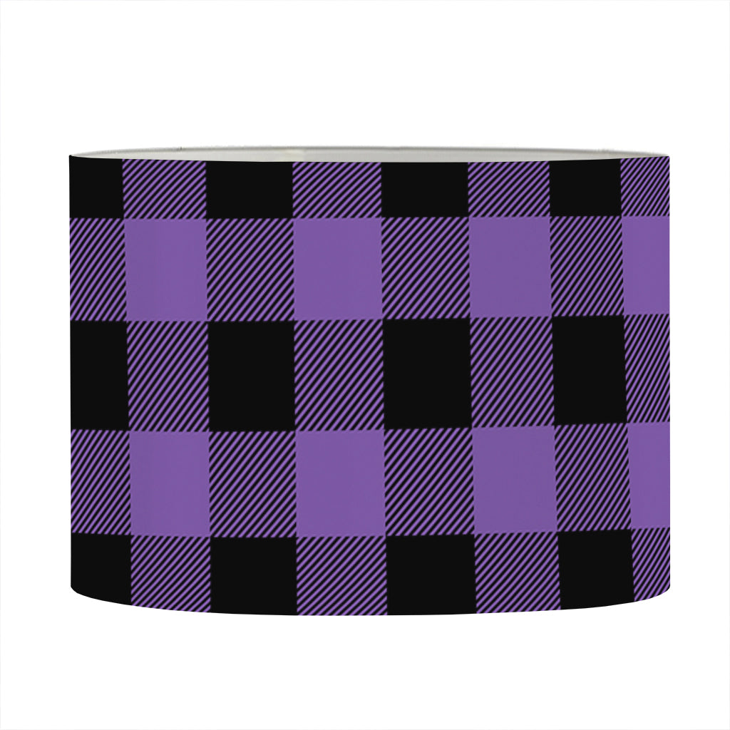 Purple And Black Buffalo Check Print Drum Lamp Shade