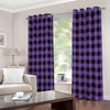 Purple And Black Buffalo Check Print Extra Wide Grommet Curtains