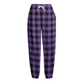 Purple And Black Buffalo Check Print Fleece Lined Knit Pants
