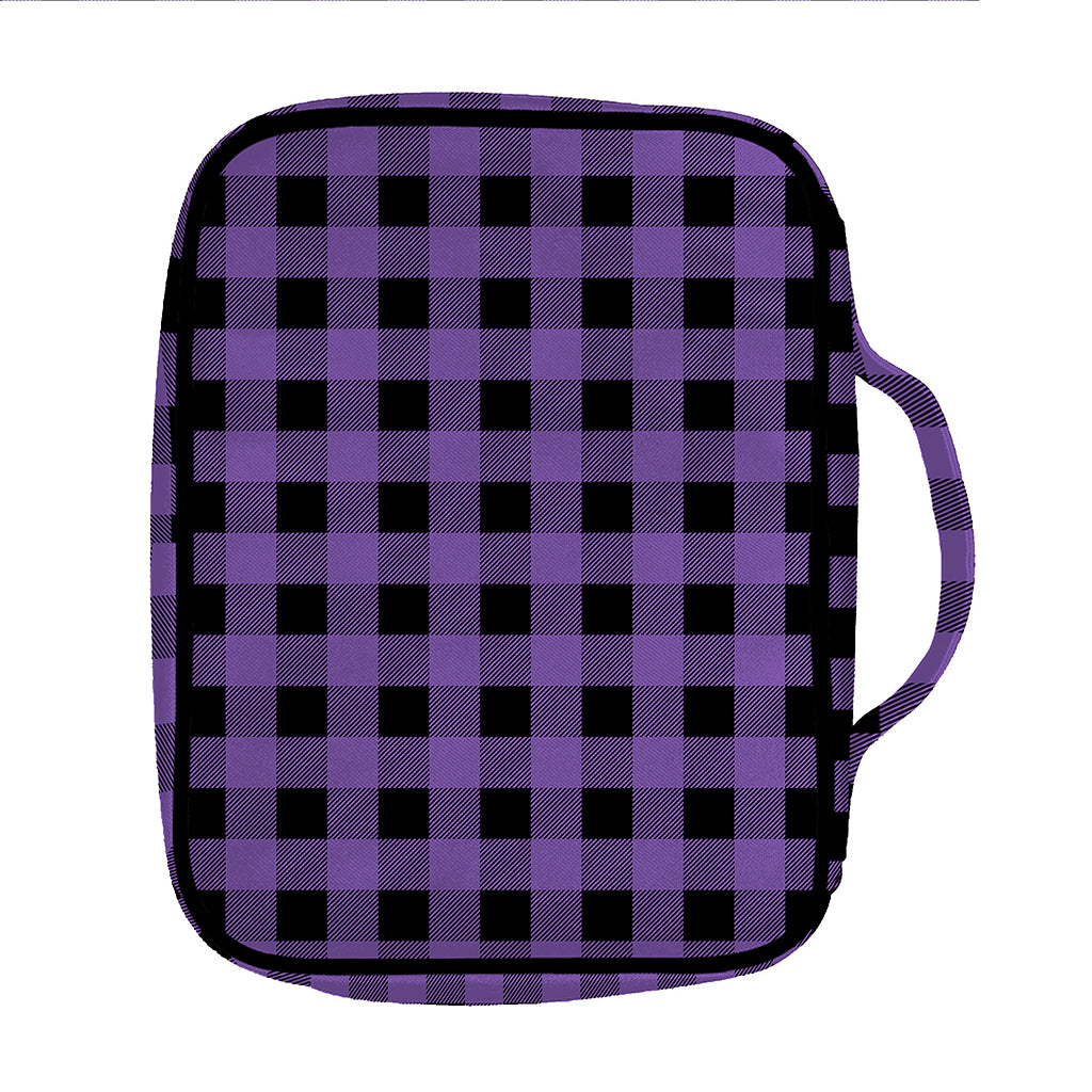 Purple And Black Buffalo Check Print Front Pocket Bible Bag