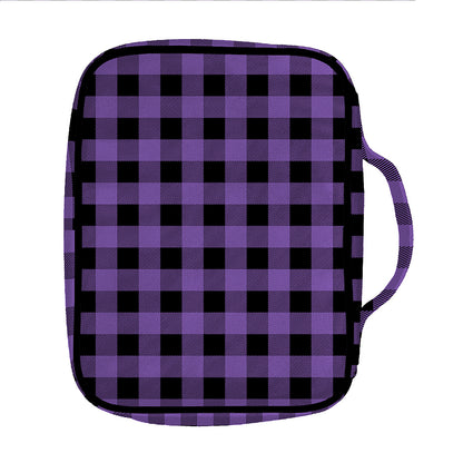 Purple And Black Buffalo Check Print Front Pocket Bible Bag
