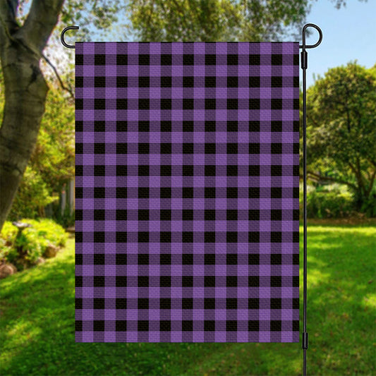 Purple And Black Buffalo Check Print Garden Flag
