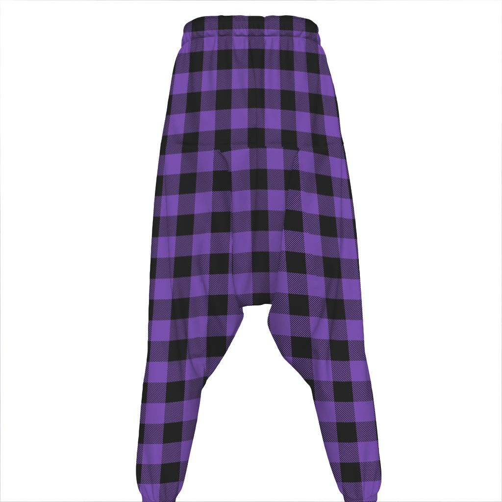 Purple And Black Buffalo Check Print Hammer Pants