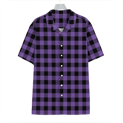 Purple And Black Buffalo Check Print Hawaiian Shirt