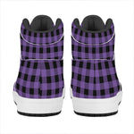 Purple And Black Buffalo Check Print High Top Leather Sneakers