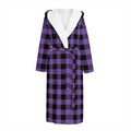 Purple And Black Buffalo Check Print Hooded Bathrobe