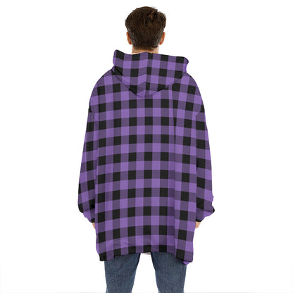 Purple And Black Buffalo Check Print Hoodie Blanket
