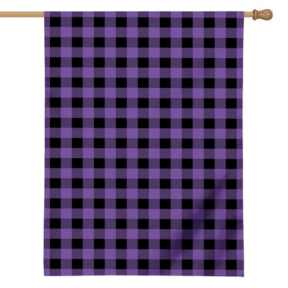 Purple And Black Buffalo Check Print House Flag