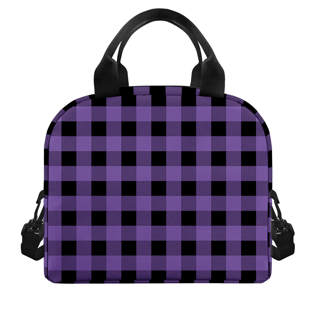 Purple And Black Buffalo Check Print Insulated Lunch Bag