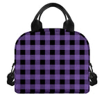 Purple And Black Buffalo Check Print Insulated Lunch Bag