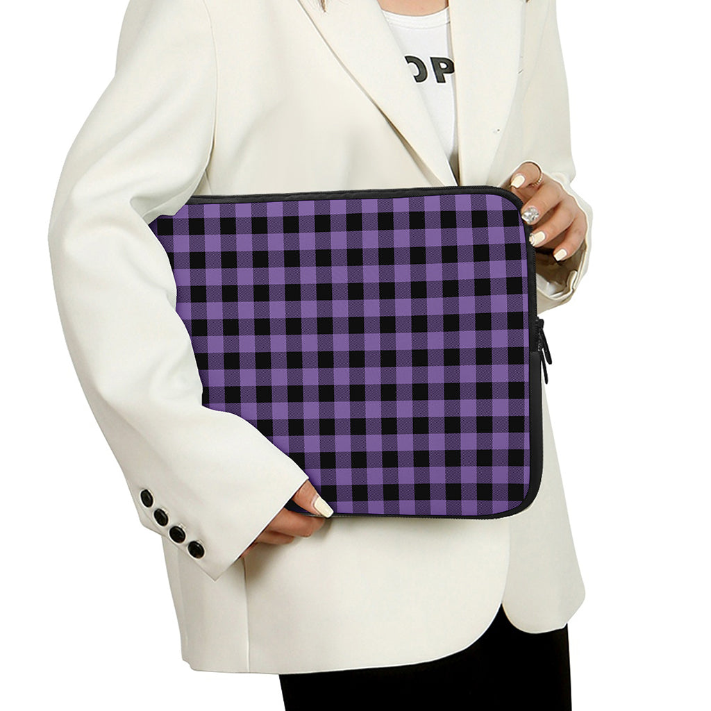 Purple And Black Buffalo Check Print Laptop Sleeve