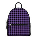 Purple And Black Buffalo Check Print Leather Backpack