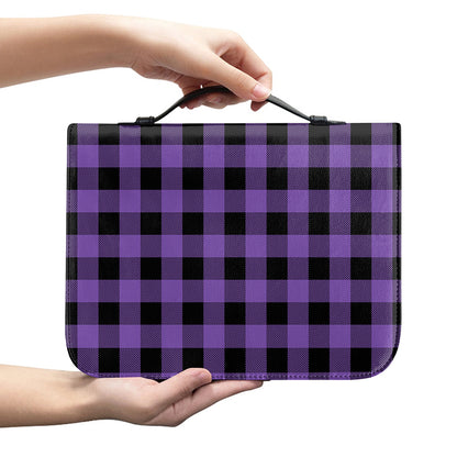 Purple And Black Buffalo Check Print Leather Bible Cover