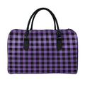 Purple And Black Buffalo Check Print Leather Duffel Bag