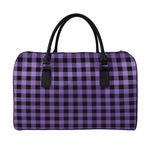 Purple And Black Buffalo Check Print Leather Duffle Bag