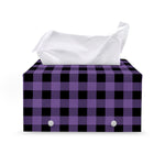 Purple And Black Buffalo Check Print Leather Tissue Box Cover