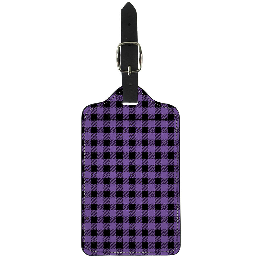 Purple And Black Buffalo Check Print Luggage Tag