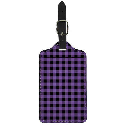Purple And Black Buffalo Check Print Luggage Tag