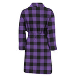 Purple And Black Buffalo Check Print Men's Bathrobe