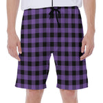 Purple And Black Buffalo Check Print Men's Beach Shorts