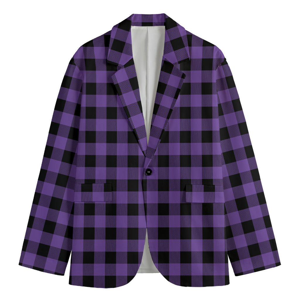 Purple And Black Buffalo Check Print Men's Blazer