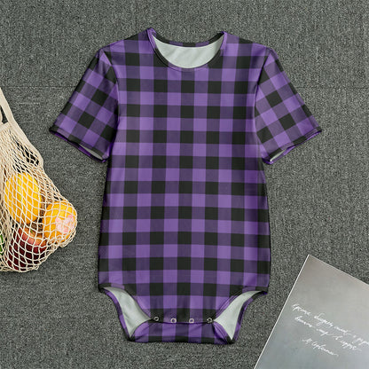 Purple And Black Buffalo Check Print Men's Bodysuit