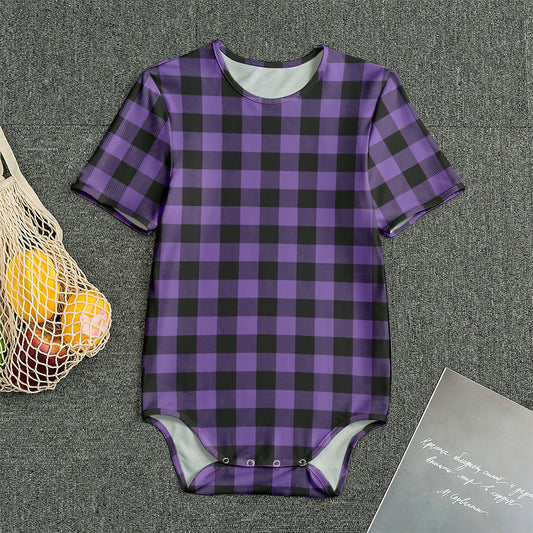Purple And Black Buffalo Check Print Men's Bodysuit