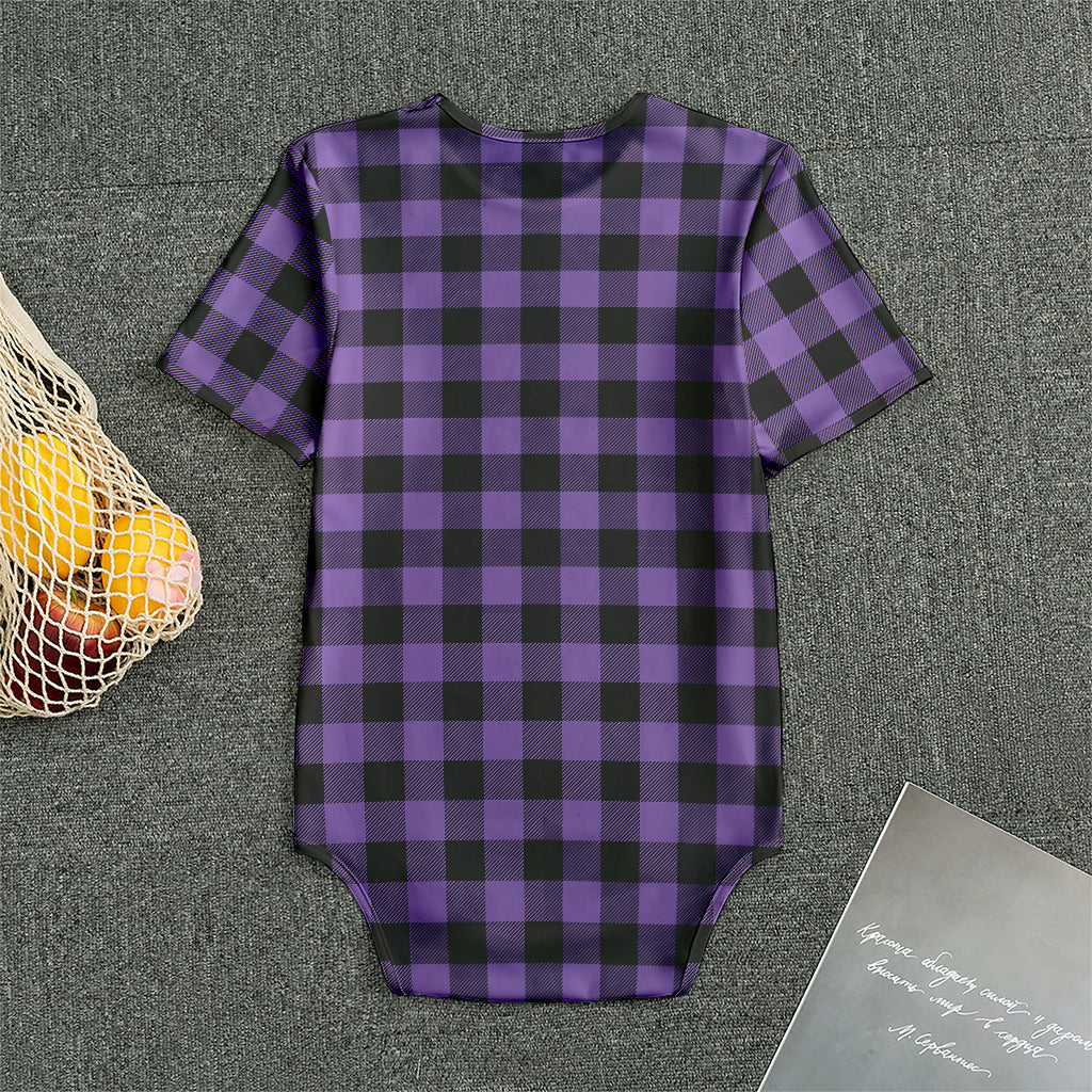 Purple And Black Buffalo Check Print Men's Bodysuit