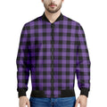 Purple And Black Buffalo Check Print Men's Bomber Jacket