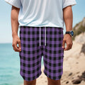Purple And Black Buffalo Check Print Men's Cargo Shorts