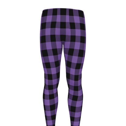 Purple And Black Buffalo Check Print Men's leggings