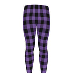 Purple And Black Buffalo Check Print Men's leggings