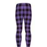Purple And Black Buffalo Check Print Men's leggings