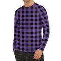 Purple And Black Buffalo Check Print Men's Long Sleeve Rash Guard