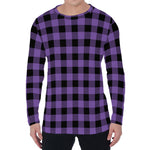 Purple And Black Buffalo Check Print Men's Long Sleeve T-Shirt