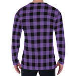 Purple And Black Buffalo Check Print Men's Long Sleeve T-Shirt
