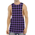 Purple And Black Buffalo Check Print Men's Muscle Tank Top