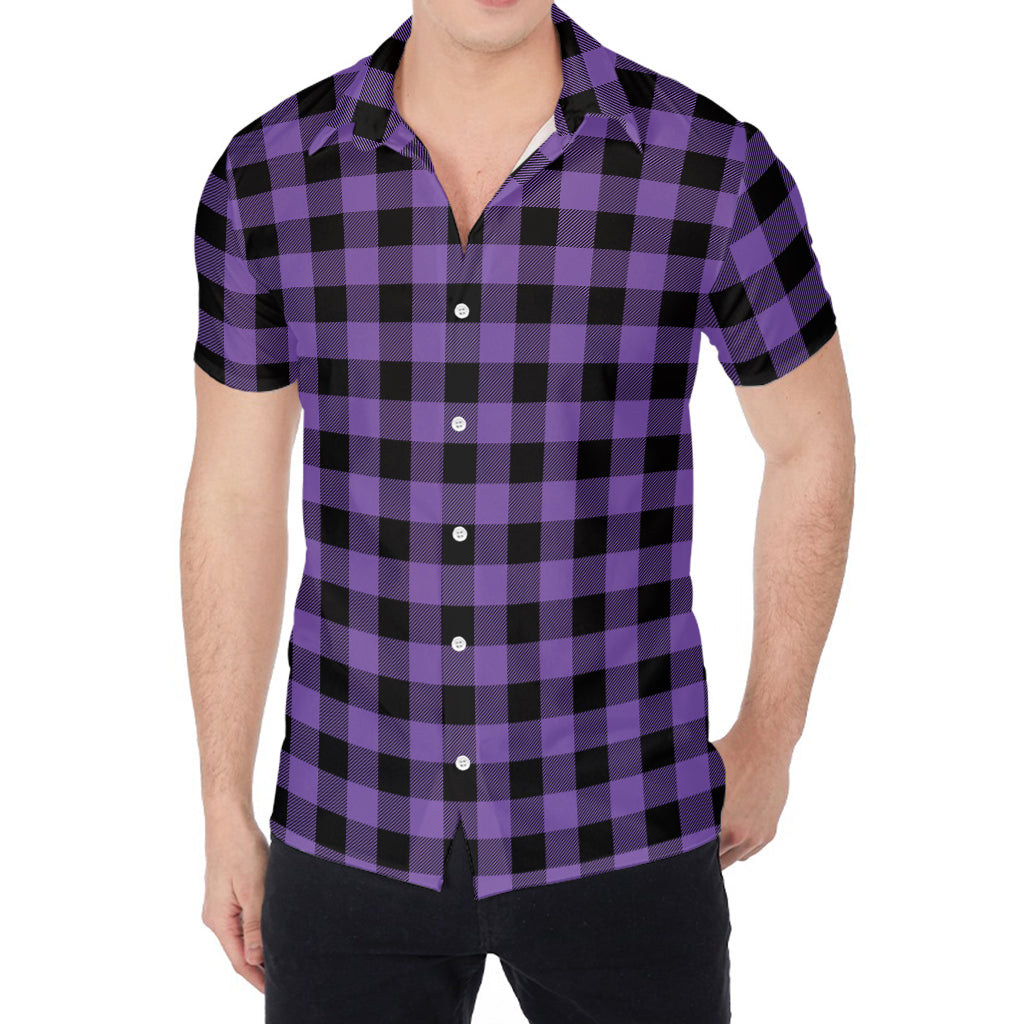 Purple And Black Buffalo Check Print Men's Shirt