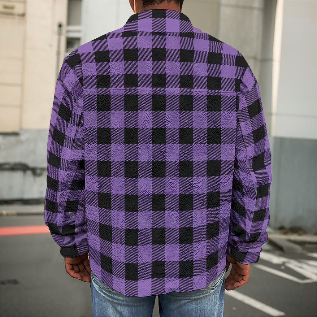 Purple And Black Buffalo Check Print Men's Shirt Jacket