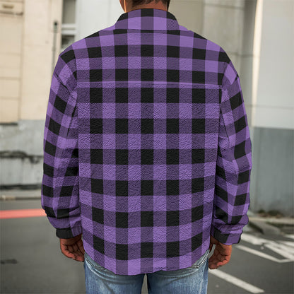 Purple And Black Buffalo Check Print Men's Shirt Jacket